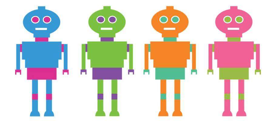 Robots representing ai writer assistants