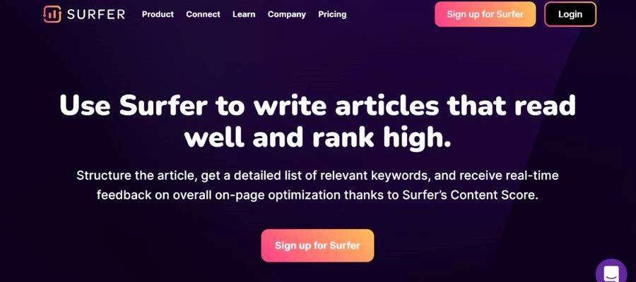 Surfer SEO content editor page