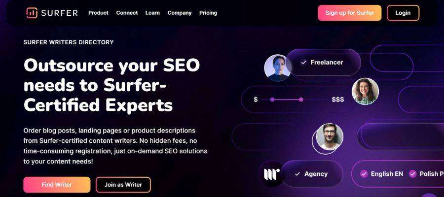 Surfer SEO writers directory