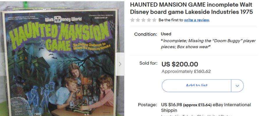 Haunted Mansion incomplete board game
