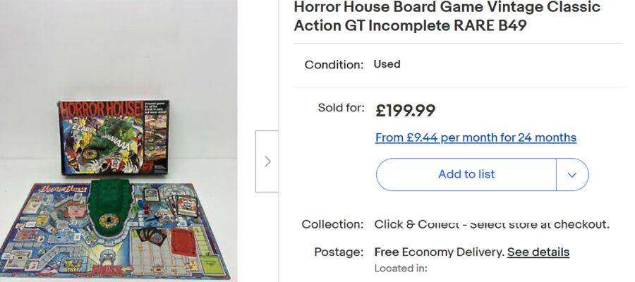 Horror house incomplete used board game